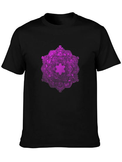 Purple Mandala Graphic Black T-Shirt
