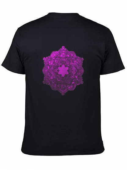 Purple Mandala Graphic Black T-Shirt