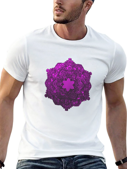 Purple Mandala Graphic Black T-Shirt