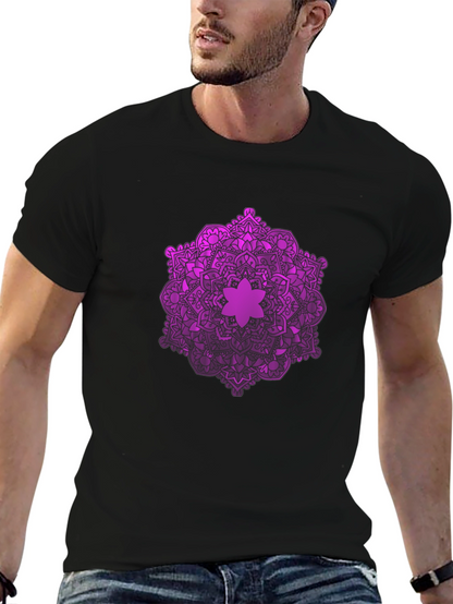 Purple Mandala Graphic Black T-Shirt