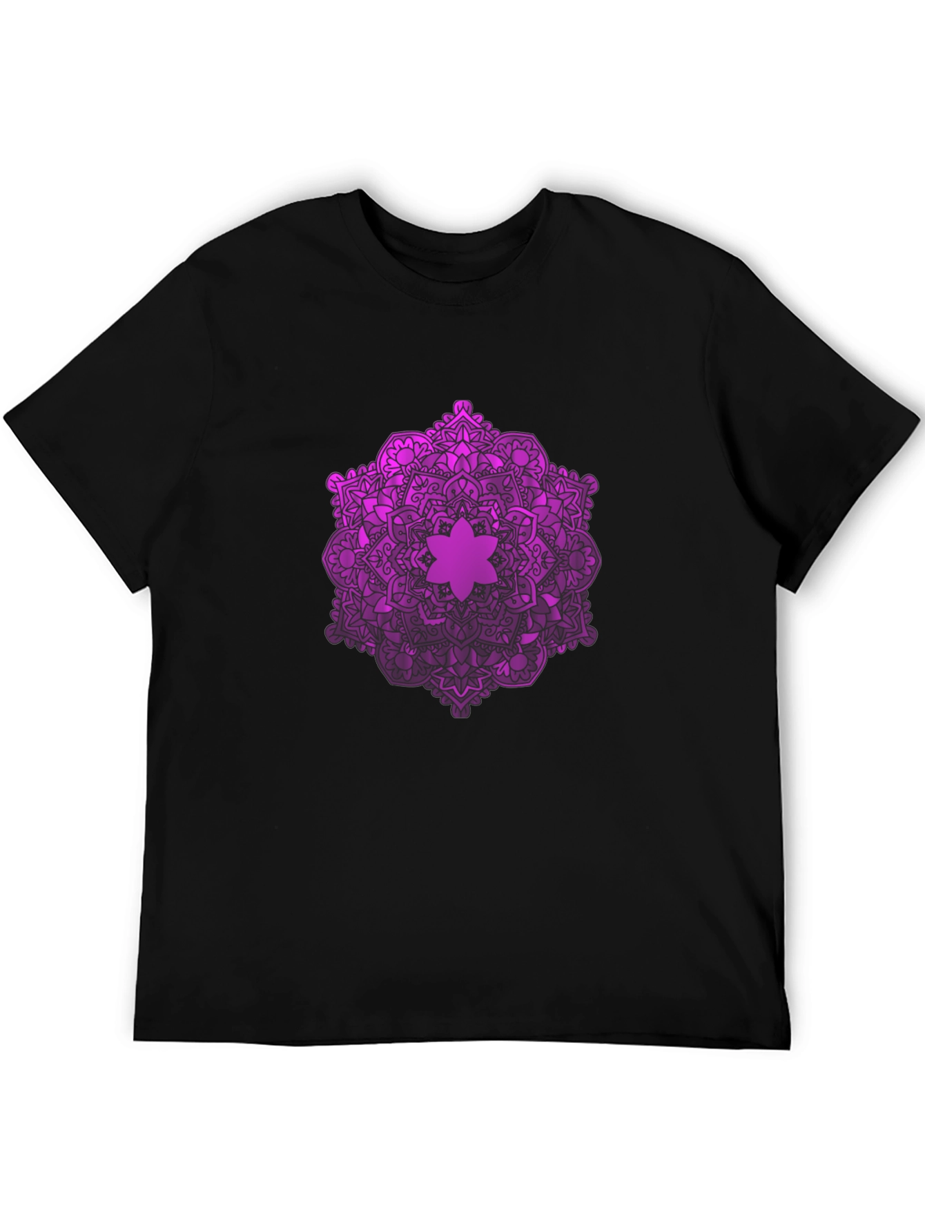 Purple Mandala Graphic Black T-Shirt
