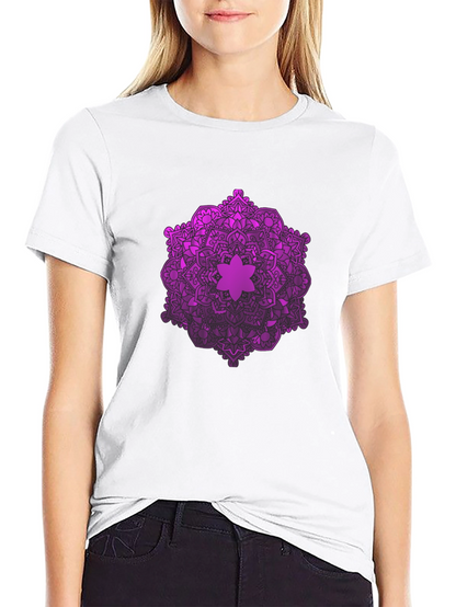 Purple Mandala Graphic Black T-Shirt
