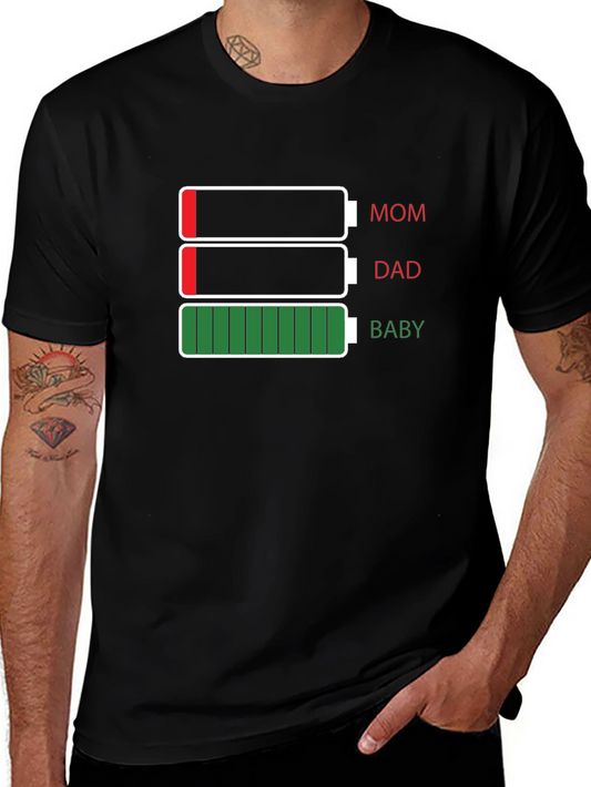 Family Battery Level T-Shirt - Mom Dad Baby
