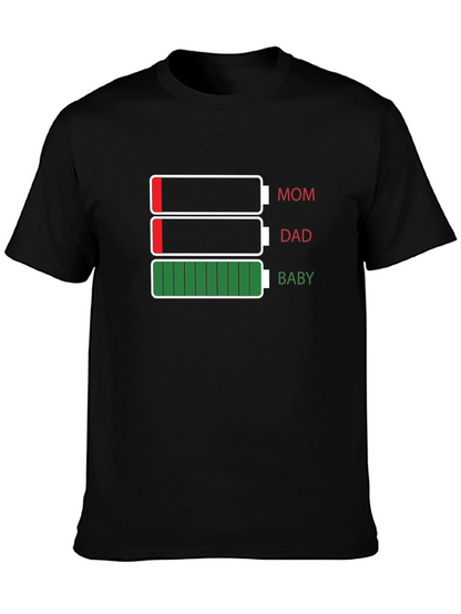 Family Battery Level T-Shirt - Mom Dad Baby