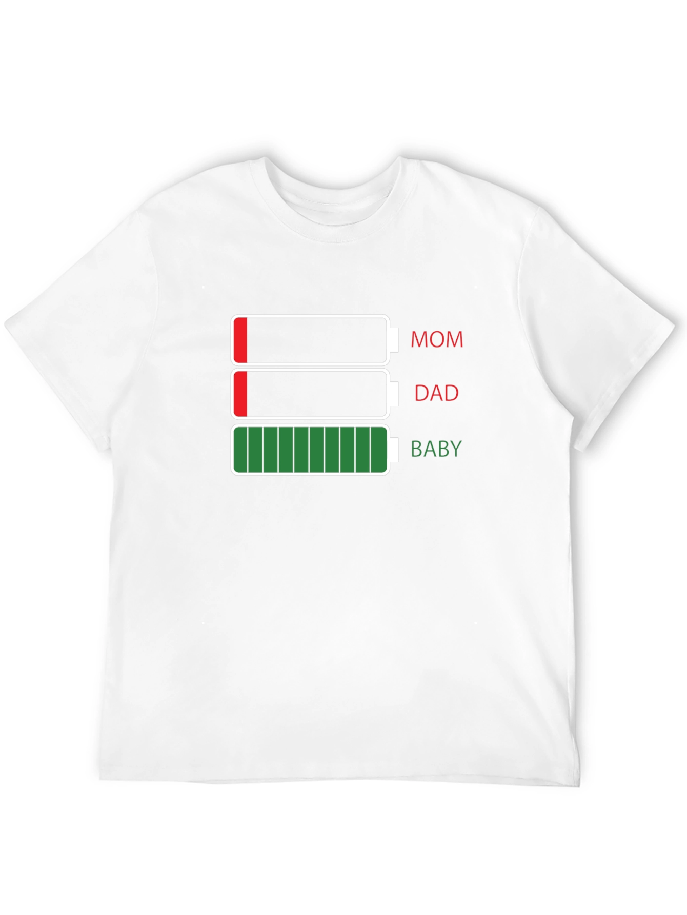 Family Battery Level T-Shirt - Mom Dad Baby