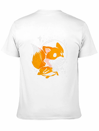 Cute Space Fox T-Shirt - Black Graphic Tee