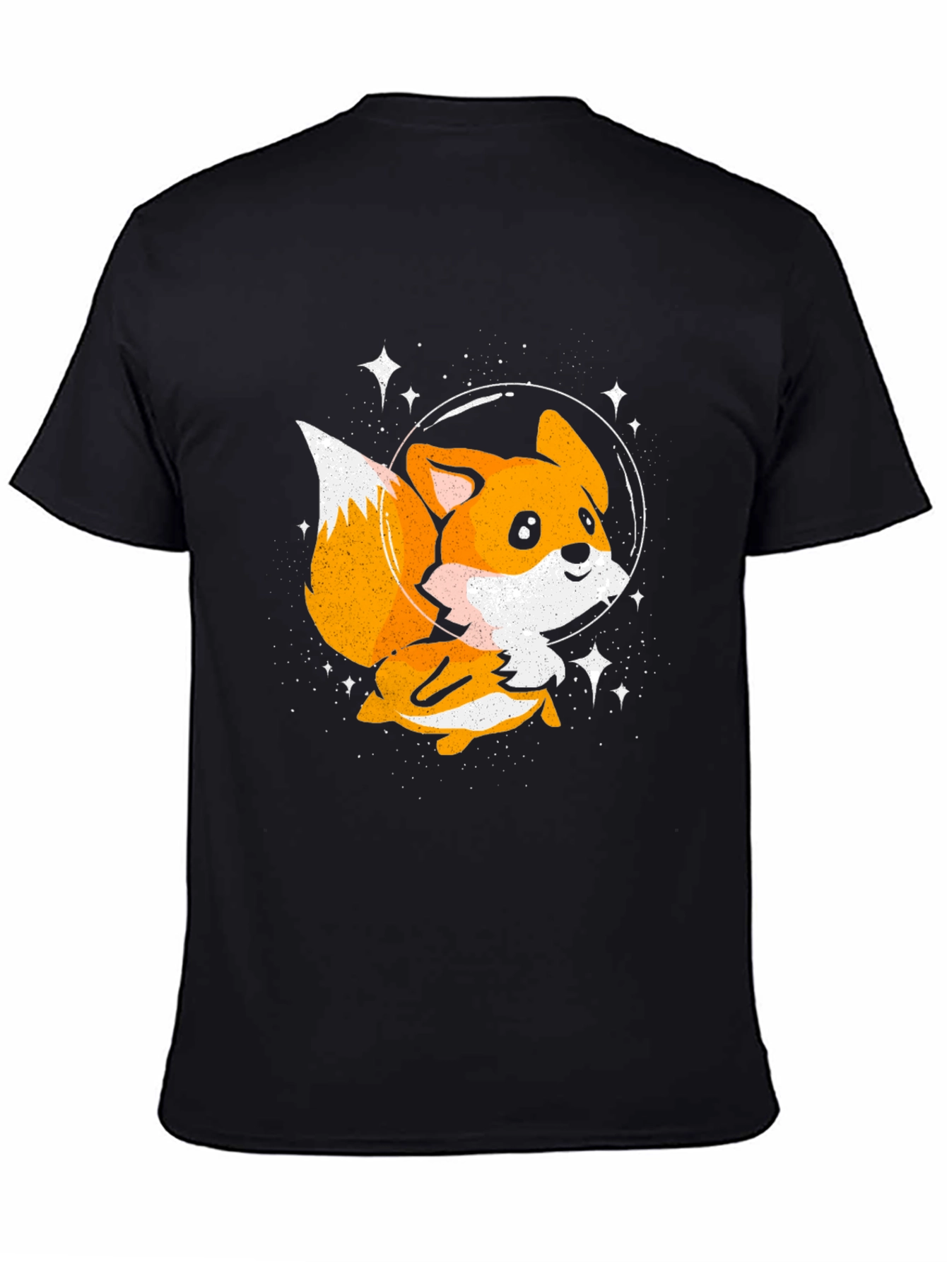 Cute Space Fox T-Shirt - Black Graphic Tee