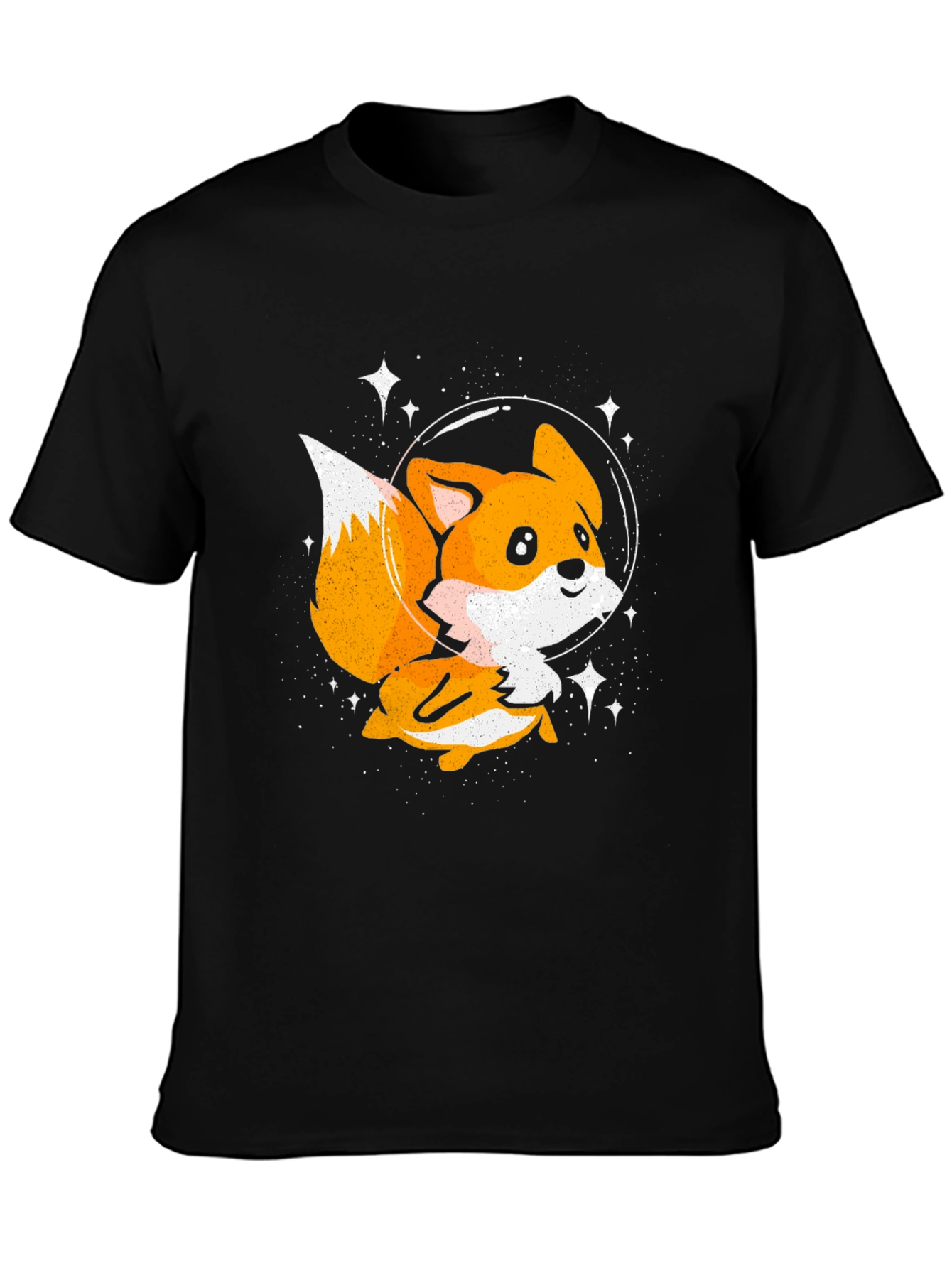 Cute Space Fox T-Shirt - Black Graphic Tee