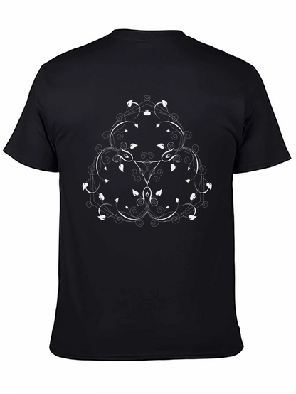 Elegant Black Tee with Floral Mandala Design