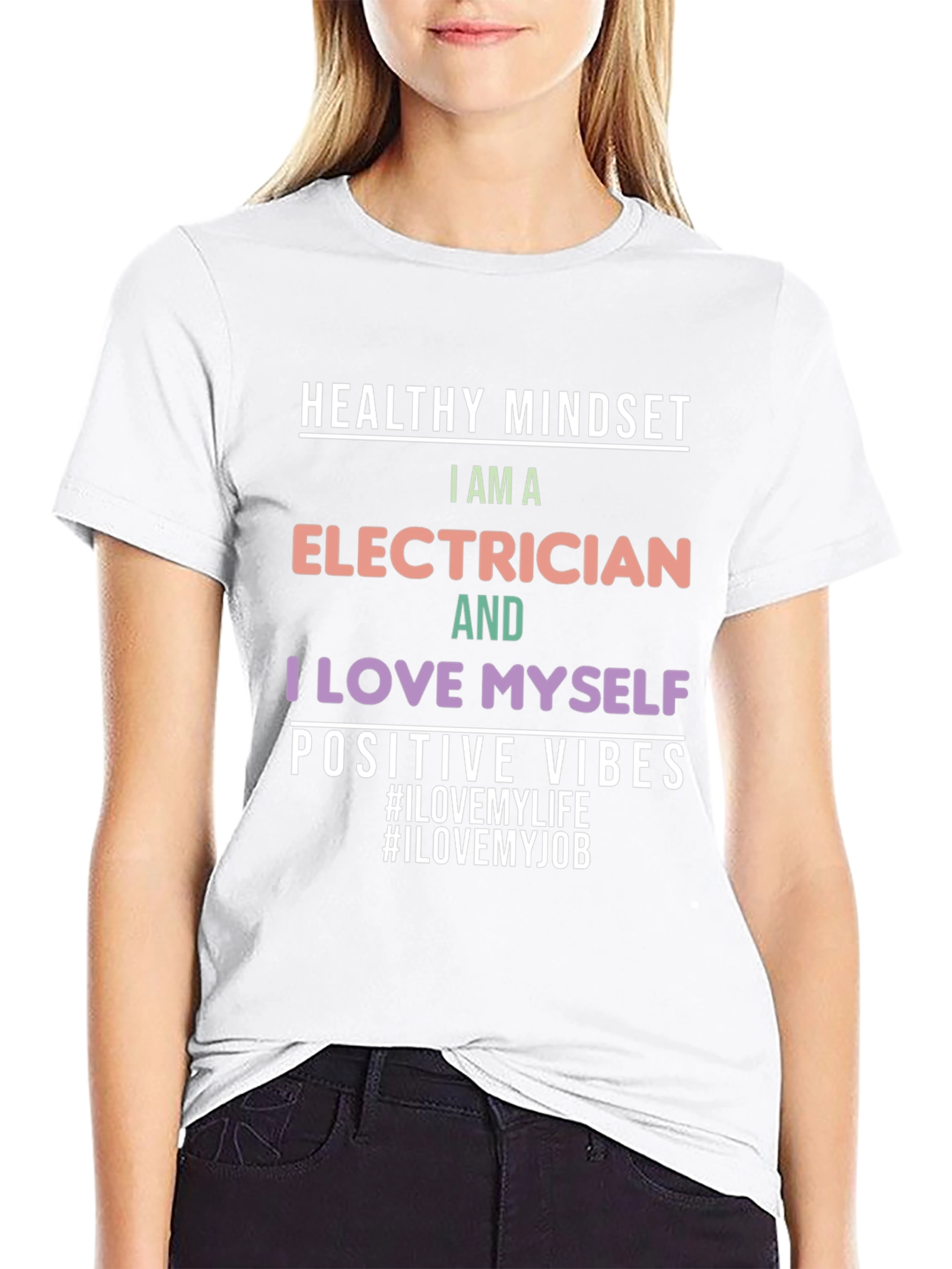 Electrician T-Shirt: Healthy Mindset Positive Vibes