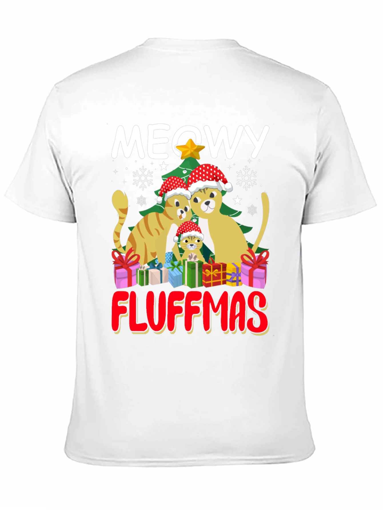 Meowy Fluffmas Cat Christmas Graphic Tee