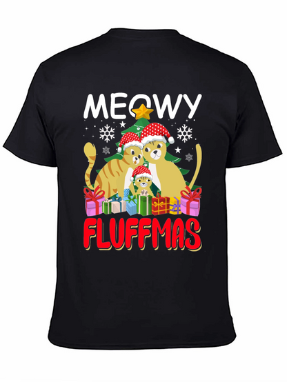 Meowy Fluffmas Cat Christmas Graphic Tee