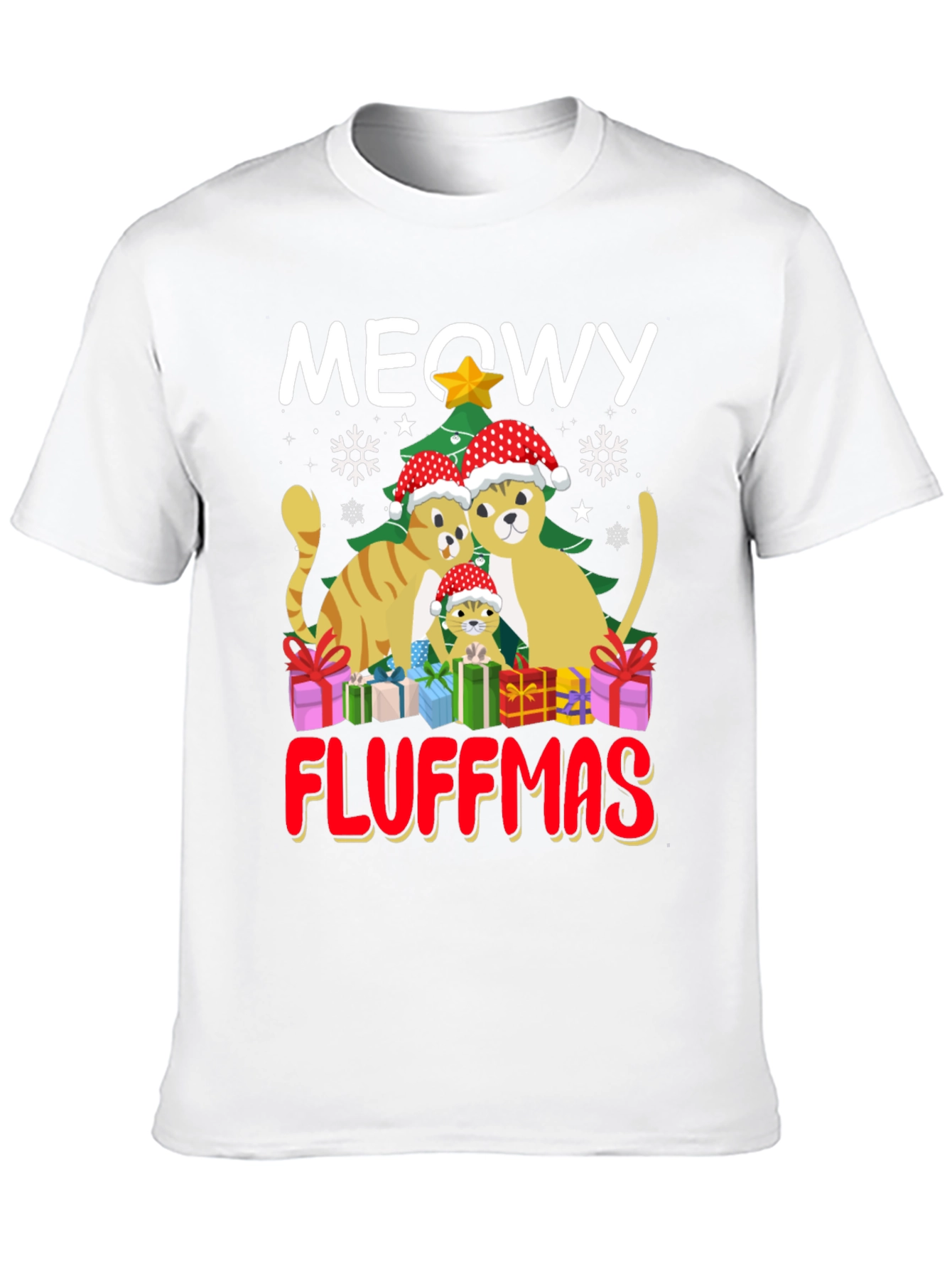 Meowy Fluffmas Cat Christmas Graphic Tee