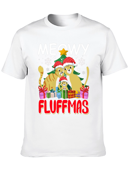 Meowy Fluffmas Cat Christmas Graphic Tee