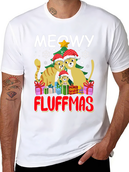 Meowy Fluffmas Cat Christmas Graphic Tee