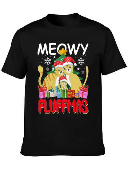 Meowy Fluffmas Cat Christmas Graphic Tee