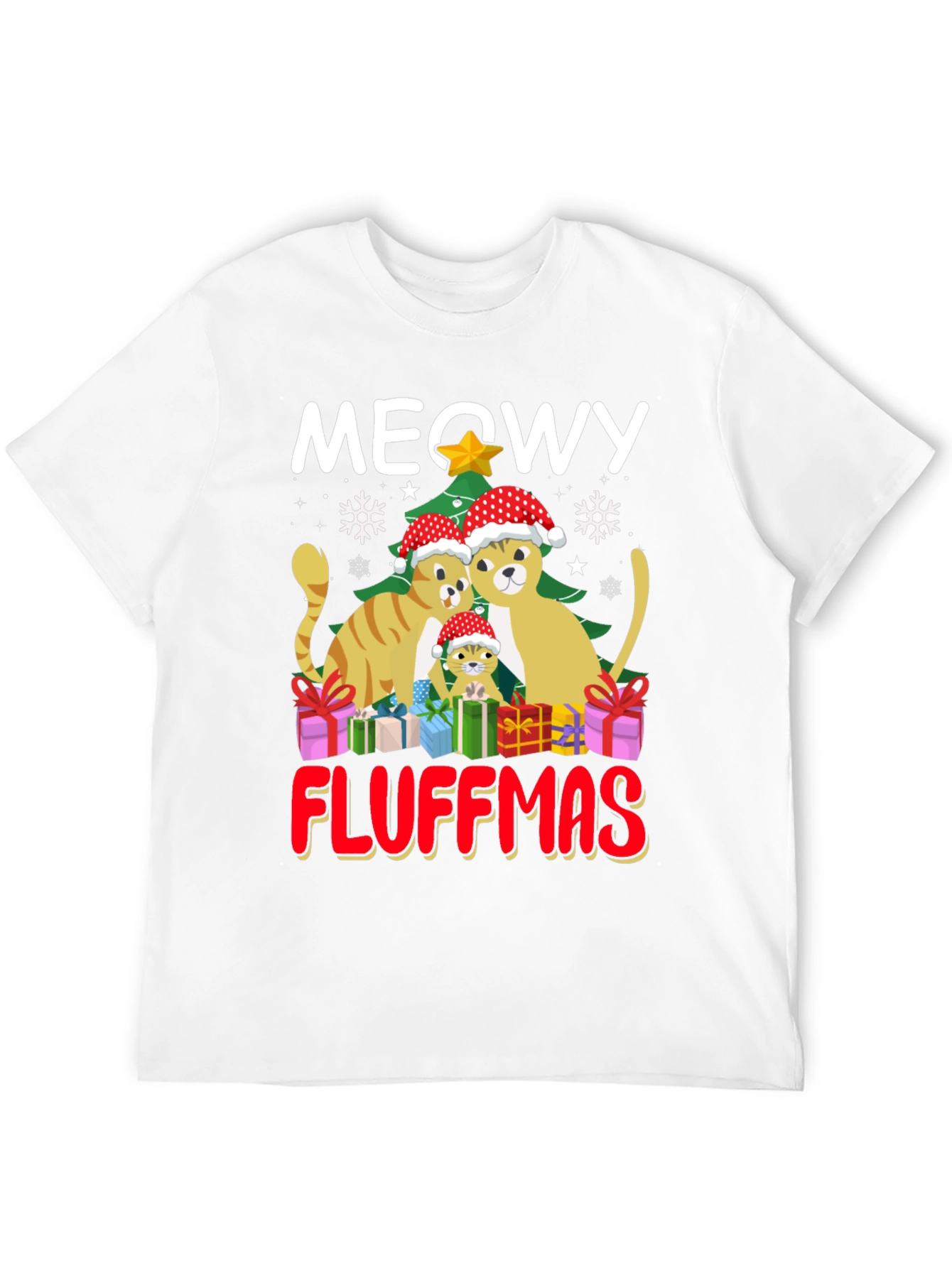 Meowy Fluffmas Cat Christmas Graphic Tee