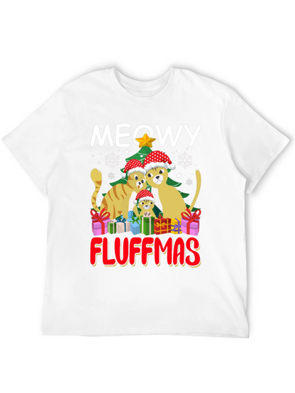 Meowy Fluffmas Cat Christmas Graphic Tee