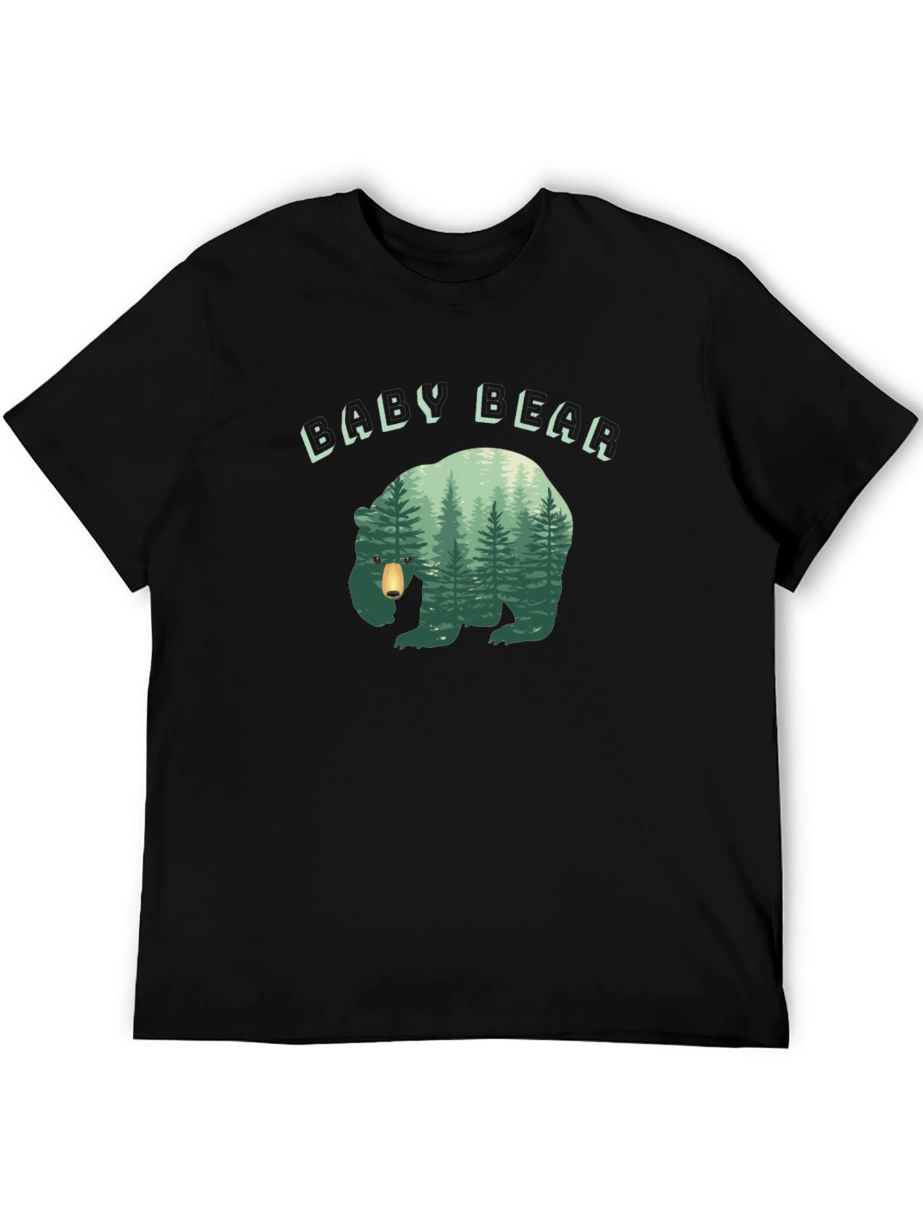 Baby Bear Forest Graphic Black T-Shirt