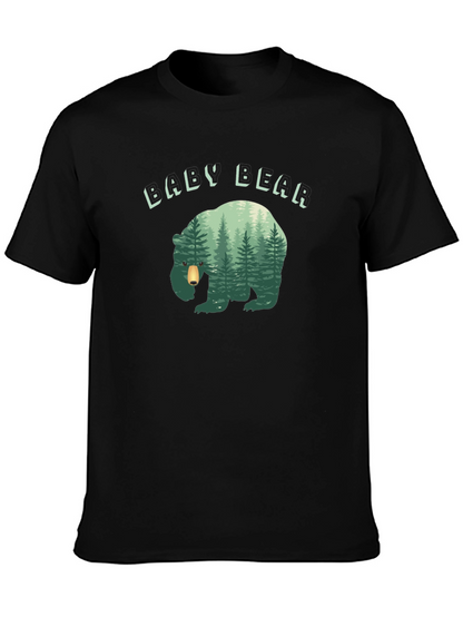 Baby Bear Forest Graphic Black T-Shirt