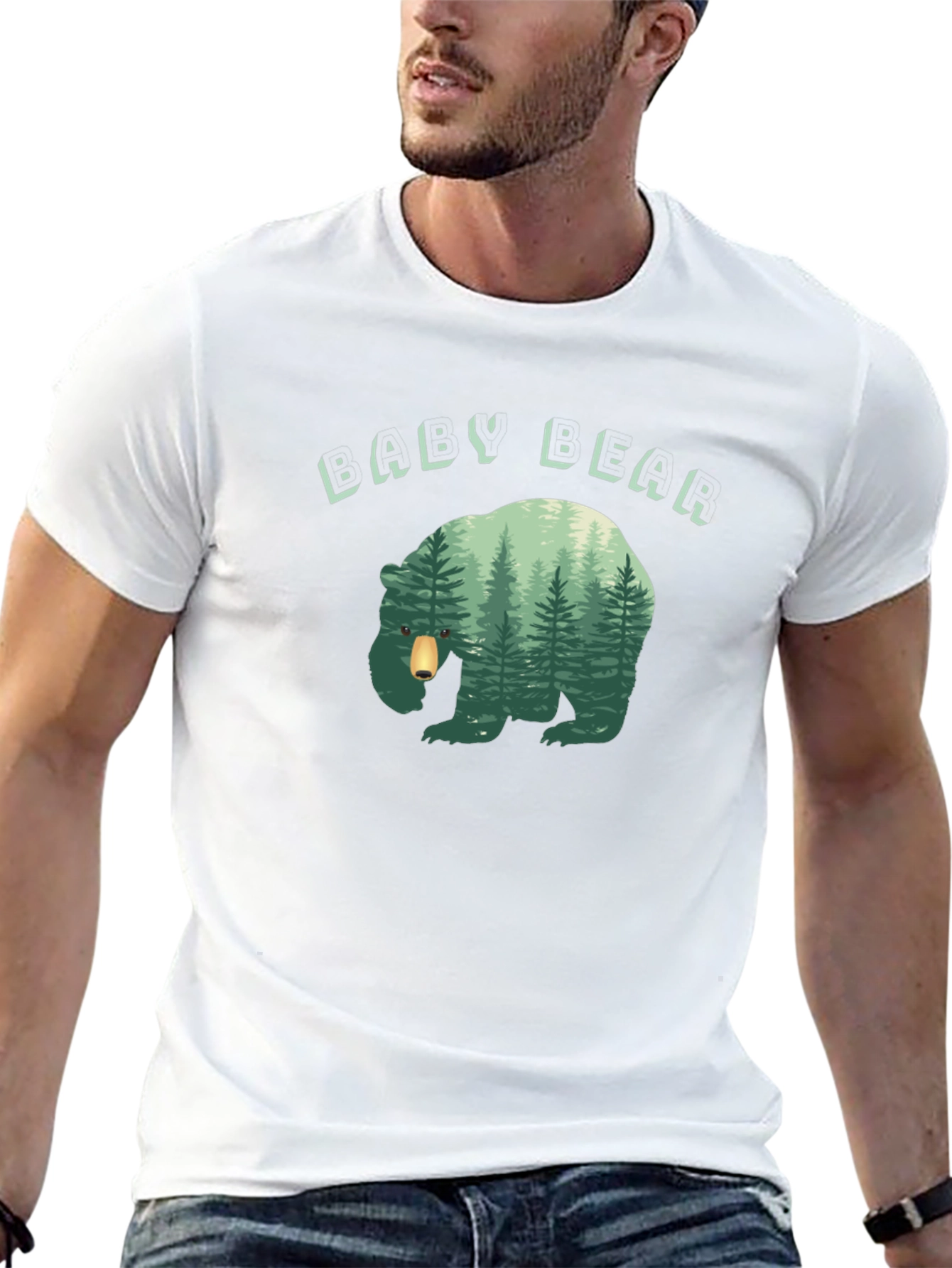 Baby Bear Forest Graphic Black T-Shirt