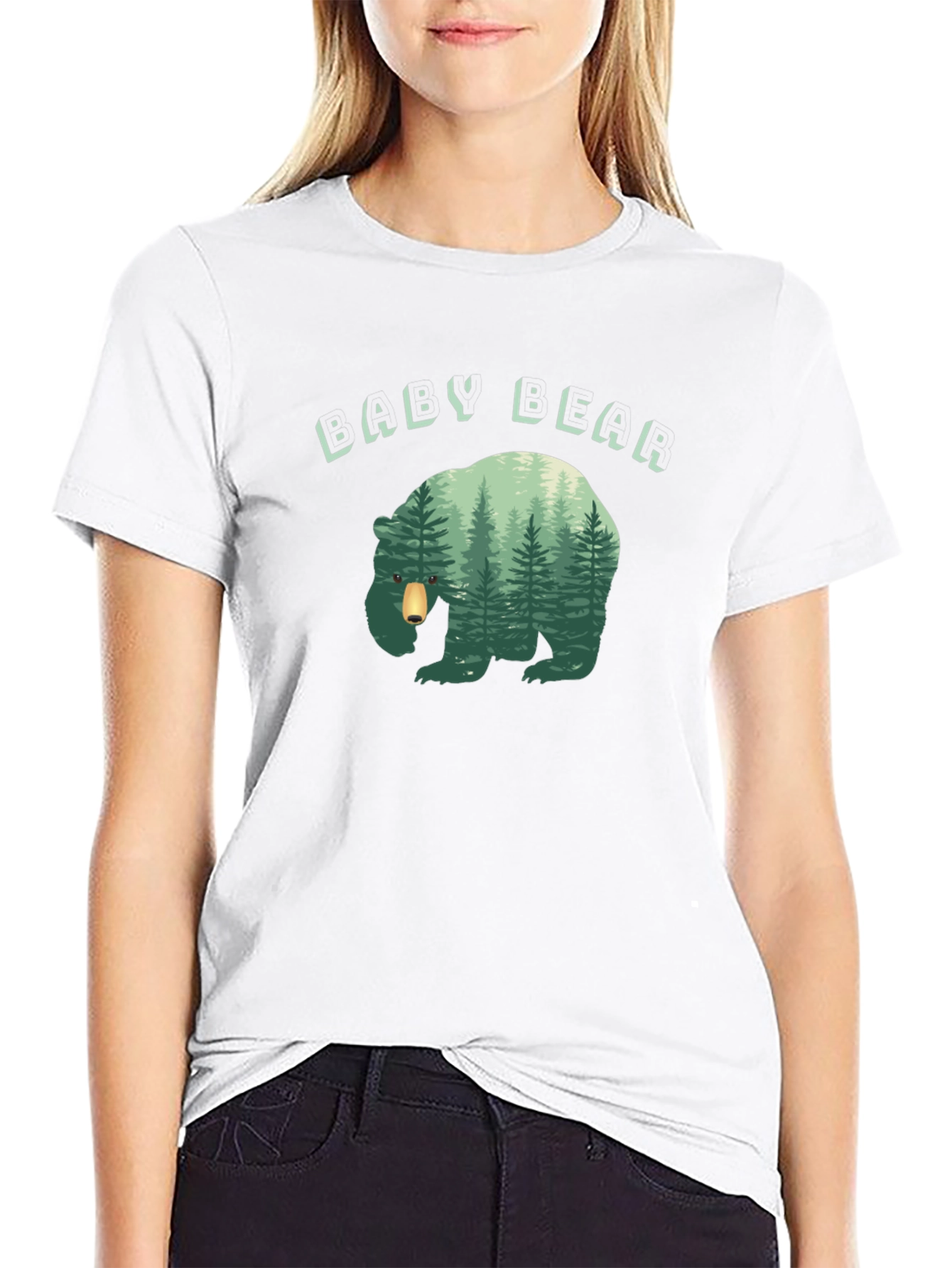 Baby Bear Forest Graphic Black T-Shirt
