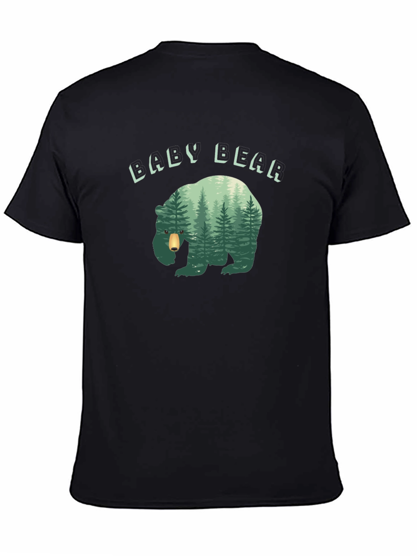 Baby Bear Forest Graphic Black T-Shirt