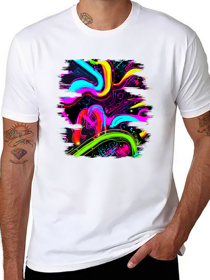 Neon Swirl Graphic Black T-Shirt
