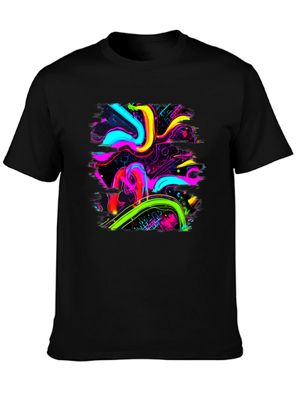 Neon Swirl Graphic Black T-Shirt