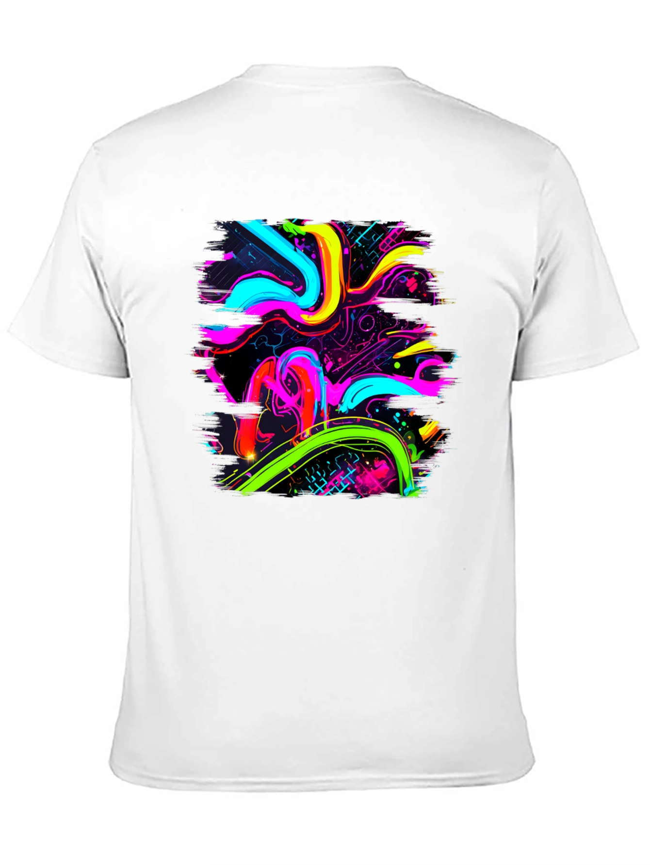 Neon Swirl Graphic Black T-Shirt