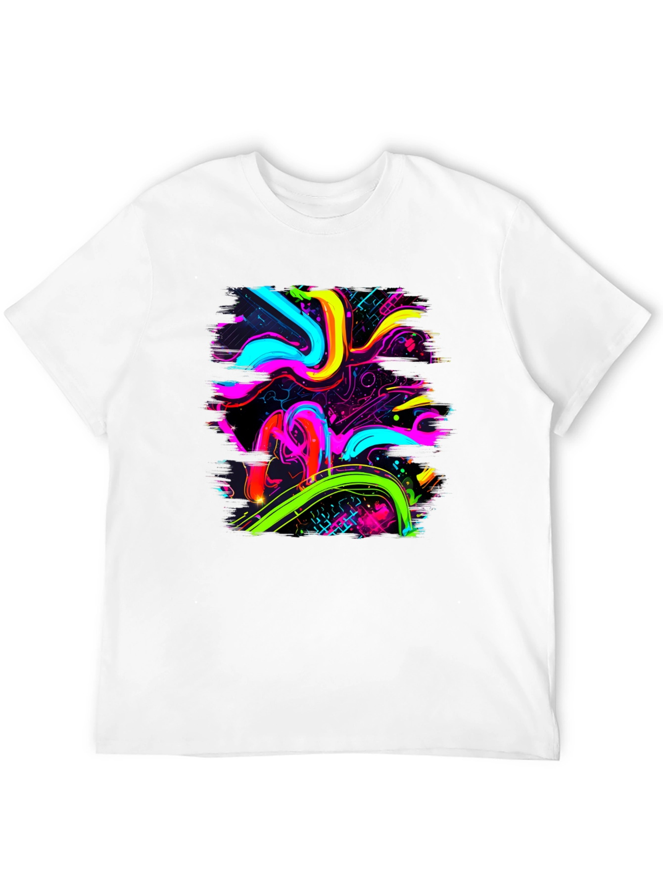 Neon Swirl Graphic Black T-Shirt