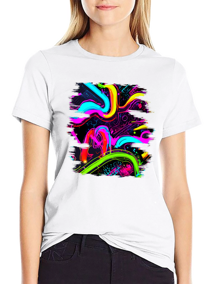 Neon Swirl Graphic Black T-Shirt