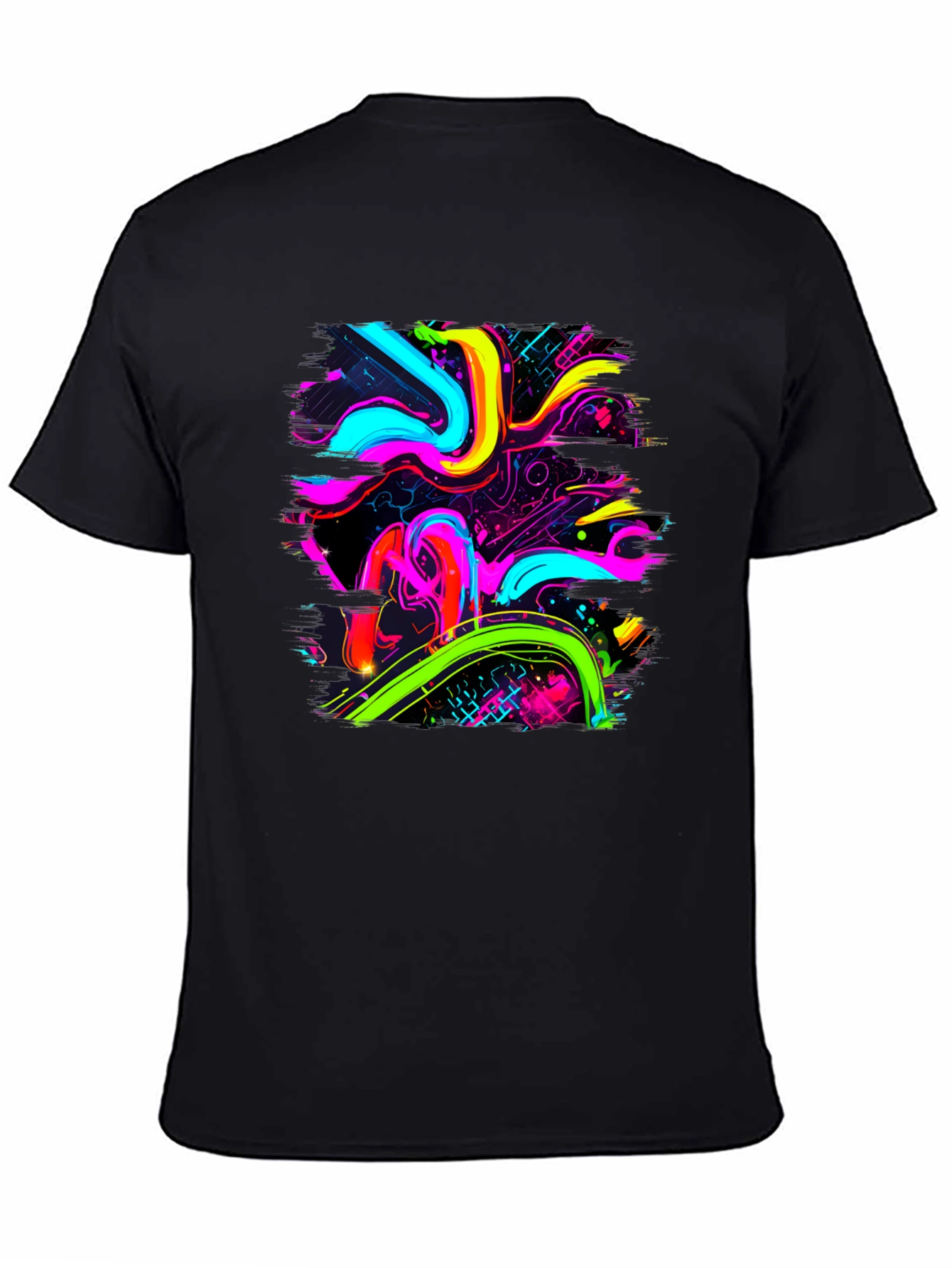 Neon Swirl Graphic Black T-Shirt