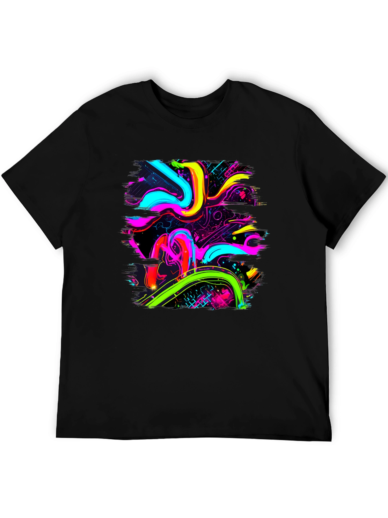 Neon Swirl Graphic Black T-Shirt