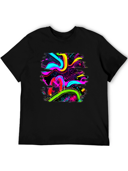 Neon Swirl Graphic Black T-Shirt