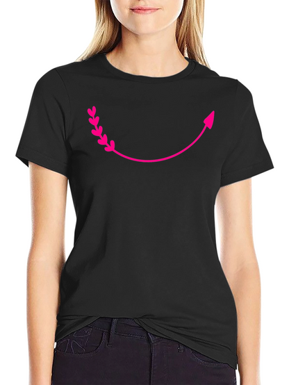 Curved Arrow Heart Graphic Tee - Black
