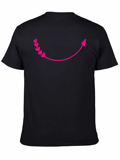 Curved Arrow Heart Graphic Tee - Black