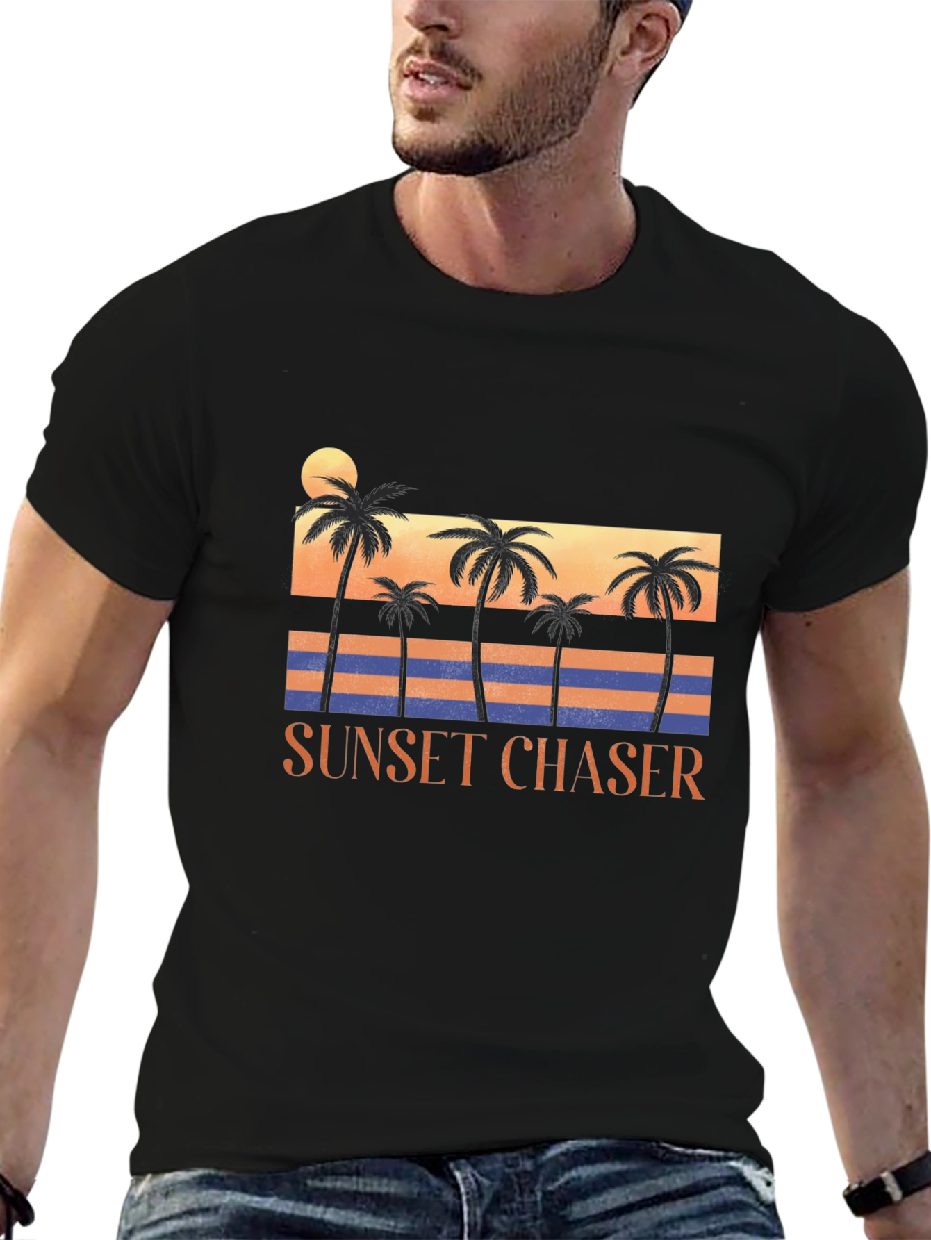 Sunset Chaser Graphic Tee - Tropical Palm Tree Design