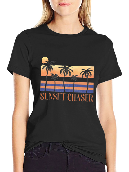 Sunset Chaser Graphic Tee - Tropical Palm Tree Design
