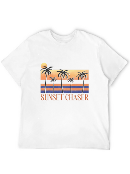 Sunset Chaser Graphic Tee - Tropical Palm Tree Design