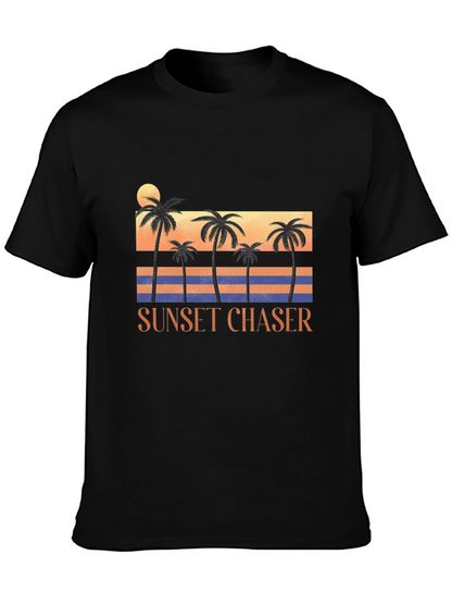 Sunset Chaser Graphic Tee - Tropical Palm Tree Design