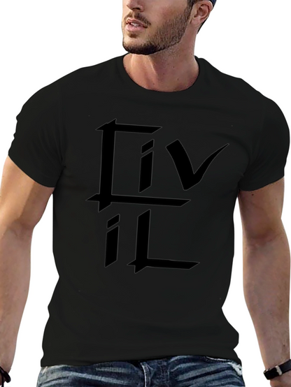 Black Graphic Tee - Abstract Logo Design