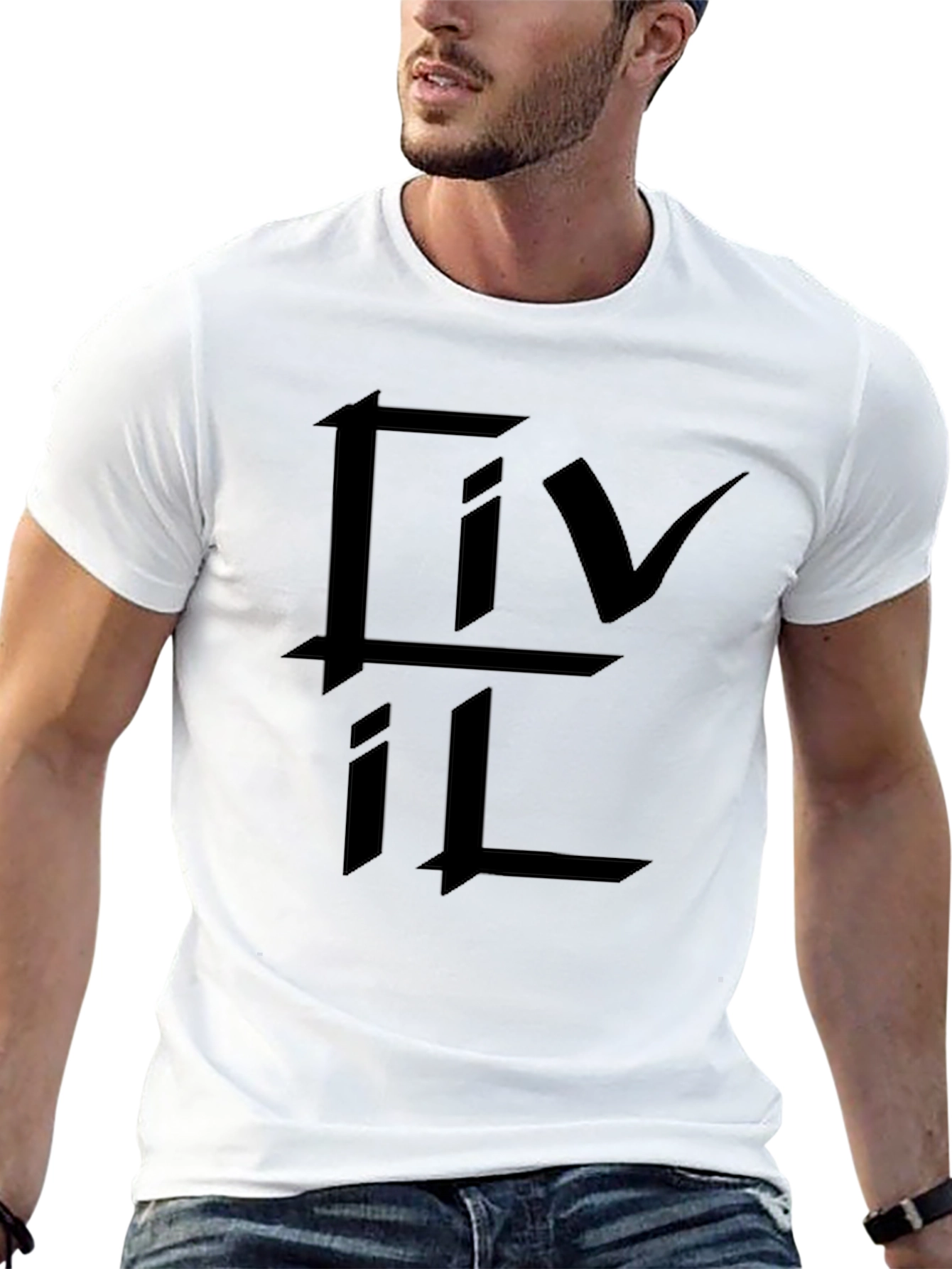 Black Graphic Tee - Abstract Logo Design