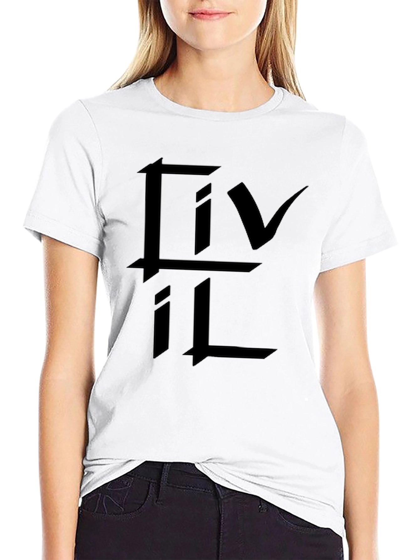 Black Graphic Tee - Abstract Logo Design
