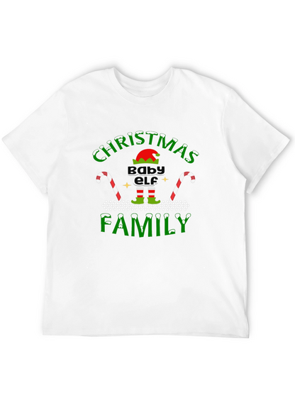 Christmas Baby Elf Family Black T-Shirt