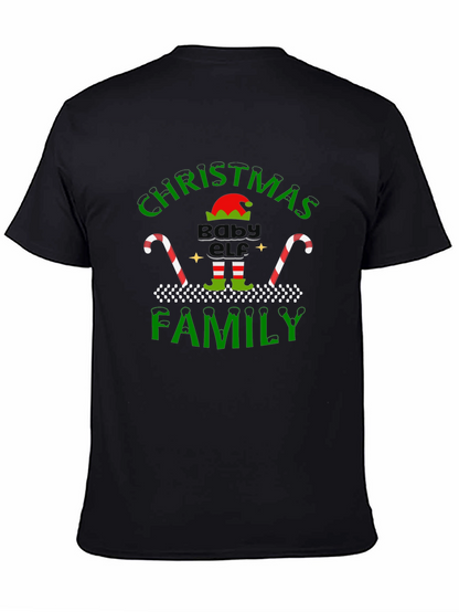 Christmas Baby Elf Family Black T-Shirt