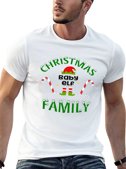 Christmas Baby Elf Family Black T-Shirt