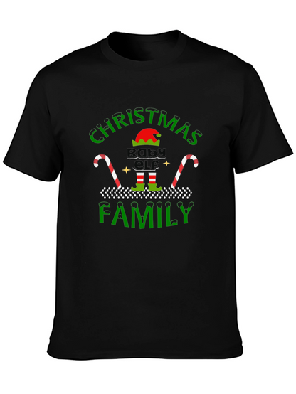 Christmas Baby Elf Family Black T-Shirt