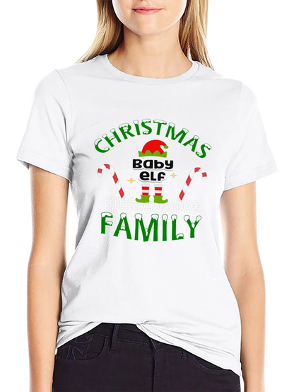 Christmas Baby Elf Family Black T-Shirt