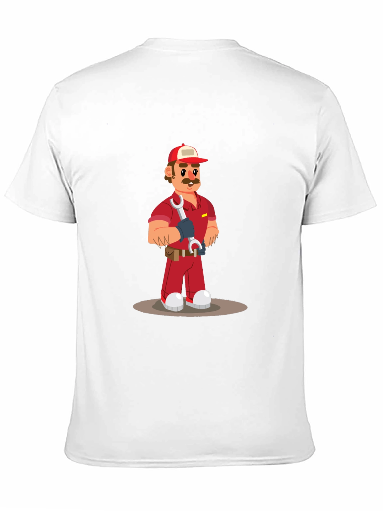 Cartoon Mechanic Graphic Tee - Black Casual T-Shirt